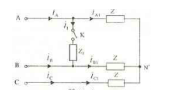 如图所示电路中，对称三相电源端的线电压U1=380V，Z=（50＋j50)Ω，Z1=（100＋j10