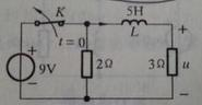 如图所示电路中各参数已给定，开关S打开前电路为稳态。t=0时开关S打开，求开关打开后电压u（t)。如