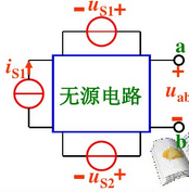 如图所示电路中，当电流源is1和电压源us1反向时（us2不变)，电压uab是原来的0.5倍；当is