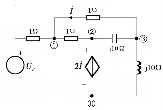 列出图中所示电路的回路电流方程和结点电压方程。已知us=14.14cos（2t)V．is=1.414