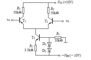 在图4－55所示差分放大电路中，已知RC=50kΩ，R1=10kΩ，R2=3.5kΩ，VCC=10V
