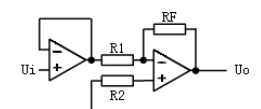 题图所示电路中，已知Rf=2R1，ui=－2V，试求输出电压uo。题图所示电路中，已知Rf=2R1，
