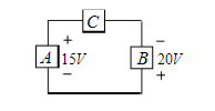 如图所示的电路，若已知元件A吸收功率为20W，求元件B和C吸收的功率。   