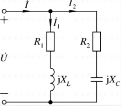 电路的相量模型如图所示，已知，R=6Ω，XC=XL=4Ω。求电路的平均功率P、无功率功率Q、视在功率