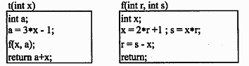 函数t（)、f（)的定义如下所示。若调用函数t（)时传递给x的值为3，并且调用函数f（)时，第一个参