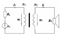 晶体管功率放大器对负载来说，相当于一个交流电源，其电动势Es=8.5V，内阻Rs=72Ω。另有一扬声