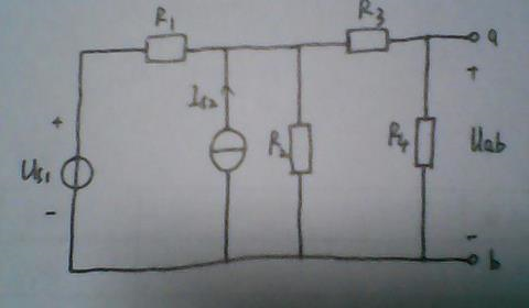 下图电路中，已知Us1=15V，Is2=3A，R1=1Ω，R2=3Ω，R4=2Ω，R4=1Ω，利用叠