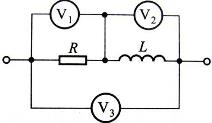如图所示电路中，已知电压表的读数为V1=3V，V2=4V。问电压表读数V3等于多少？如图所示电路中，