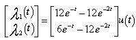 设系统的状态方程与输出方程为  ，  状态转移矩阵为    当输入f（t)=δ（t)时状态变量的零状