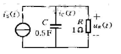 如题2.8图所示的电路，若以is（t)为输入，uR（t)为输出，试列出其微分方程，并求出冲激响应和阶