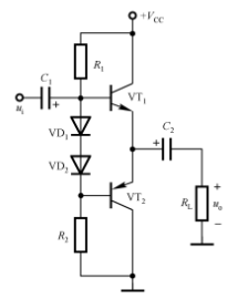 在图题8.4.3所示单电源互补对称电路中，已知VCC=35V，RL=35Ω，流过负载电阻的电流io=