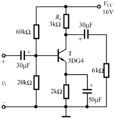 射极偏置电路如下图所示，已知β=60。（1)用估算法求Q点；（2)求输入电阻rbe；（3)用小信号模