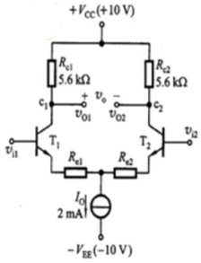 电路如下图所示，Re1=Re2=100kΩ，BJT的β=100，VBE=0.6V，电流源动态输出电阻