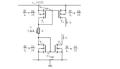 电路如下图所示，NMOS管的参数为：VT=1V，KN=50μA／V2，λ=0，PMOS管的参数为：V
