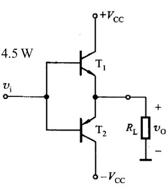 一双电源互补对称电路如图题8.3.2所示，设已知VCC=12V，RL=16Ω，v1为正弦波。求：（1
