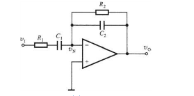 一实用微分电路如下图所示，它具有衰减高频噪声的作用。（1)确定电路的传递函数vo（s)／vi（s)；