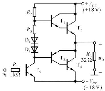 在图T4.6所示电路中，已知T2和T4管的饱和管压降|VCES|=2V，静态时电源电流可忽略不计。试