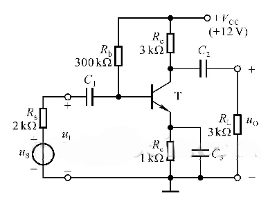 电路如图T8.1所示，晶体管的β=60，Tbb'=100Ω。  （1)求解Q点、、Ri和Ro；  （