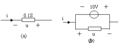 图1－9中已经指定各元件的电压u与电流i的参考方向，请写出各个元件的u－i关系式。图1-9中已经指定