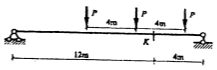 下图所示简支梁在下图示移动荷载作用下（P=5kN)，K截面的最大弯矩为 （)下图所示简支梁在下图示移