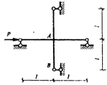 图所示十字架超静定刚架，各杆EI相同，在图示荷载作用下，QAB为() A．0．5PB．0．25PC．