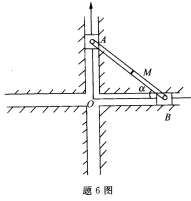 在图示的机构中，已知连杆AB长为l，连杆两端分别与滑块铰接，滑块可在两相互垂直的导轨内滑动，a=ωt