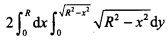 两个圆柱体x2＋y2≤R2，x2＋z2≤R2公共部分的体积V为（)。A．B．C．D．两个圆柱体x2+