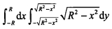 两个圆柱体x2＋y2≤R2，x2＋z2≤R2公共部分的体积V为（)。A．B．C．D．两个圆柱体x2+