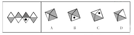 下图左边是一立方体沿某些棱剪开后展开的图形，合成后的立体物是（）。A. A B. B下图左边是一立方