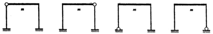 下图所示四结构，柱子的刚度、高度相同，横梁刚度为无穷大，质量集中在横梁上。它们的自振频率自左至右分别