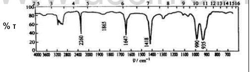 某化合物的化学式为C4H5N，红外光谱如图7－7所示，试推断其结构式。某化合物的化学式为C4H5N，