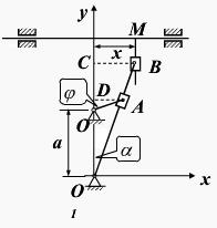 图示刨床的曲柄滑道机构由曲柄OA、摇杆O1B及滑块A、B组成．当曲柄OA绕O轴转动时，摇杆可绕O1轴