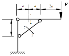 求图所示折杆1－1和2－2截面的内力，并在分离体上画出内力的方向。求图所示折杆1-1和2-2截面的内