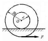 在轮的鼓轮上缠有绳子，用水平力F=200N拉绳子，如图所示．已知轮的质量m=50kg，半径R=0.1