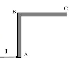 长l，质量为m的均质杆AB与BC在B点刚性连接成直角尺后放在桌面上．求在A端受到一个与AB垂直的水平