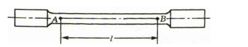 如图所示，拉伸试样上A，B两点距离l称为标距。受拉力作用后，用变形仪量出两点距离增量Δl=5x10－