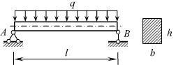 下图所示矩形截面梁，测得梁下边缘AB长度内的伸长量△lAB=1.3mm。求均布荷载集度q的大小和最大