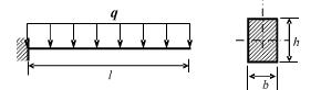 矩形截面钢梁受力如图所示，已知q=20kN／m，F=20kN，M=20kN·m,材料的许用应力[σ]