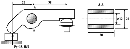 压板的尺寸和载荷情况如图所示。材料为45钢，σs=380MPa，取安全因数n=1.5。试校核压板的强