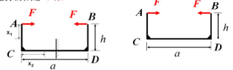刚架各部分的EI相等，试求在图（a)，（b)所示一对F力作用下，A，B两点之间的相对位移，A，B两截