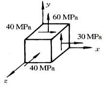 一单元体应力状态如图所示。已知材料的E=200GPa，μ=0.3。试求：（1)单元体的主应力及最大切