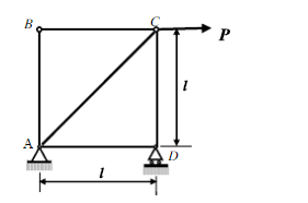 图示桁架各杆的材料相同，截面面积相等。在载荷F作用下，试求节点B与D间的相对位移。    