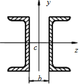 图示两个20a槽钢组成的图形，c点为组合图形的形心。试求b为多少时，图形对两个形心轴的惯性矩相等。