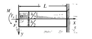 如题图7.2所示的矩形悬臂梁，厚度为1，长度为l，高度为h，且l》h，只受自身重量力ρg的作用，试求