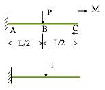 求图示梁B，C两截面的挠度和C截面的转角。EI已知。    