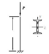 一端固定，一端自由的压杆如图所示，材料为A3钢。已知F=240kN，l=1.5m，[σ]=140MP