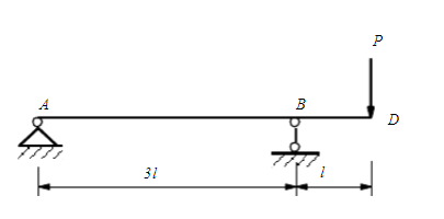 简支梁如图所示，已知梁的抗弯刚度EI，试求梁上D点的挠度。    