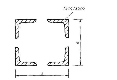 一支柱系由4根75×75×6（见下图)的角钢所组成。截面类型为b类。支柱的两端为铰支，柱长l=6m，