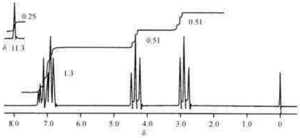 化合物分子式为C9H10O3，红外光谱图中在3000～2500cm－1有较宽的吸收带，1710cm－