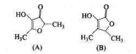 某化合物根据红外光谱及核磁共振谱推定其结构可能为（A)或（B)，而在甲醇中测其紫外光谱为λmax为2